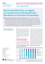 Pour la première fois, un regard sur les parcours à l'école primaire des élèves en situation de handicap / Sylvie Le Laidier, Patricia Prouchandy | LE LAIDIER, Sylvie. Auteur