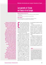 Education & Formations : Méthodes internationales pour comparer l'éducation et l'équité : n° 80. Chap. 8, Les parents et l'école en France et en Europe / Nadine Dalsheimer-Van Der Tol, Fabrice Murat | DALSHEIMER, Nadine. Auteur