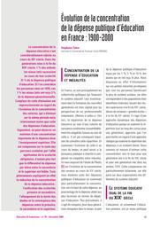 Education & Formations : N° 70 [décembre 2004]. Chap. 6, Evolution de la concentration de la dépense publique d'éducation en France : 1900-2000 / Stéphane Zuber | ZUBER, Stéphane. Auteur