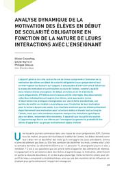 Education & Formations : n° 90 - avril 2016. Chap. 2, Analyse dynamique de la motivation des élèves en début de scolarité obligatoire en fonction de la nature de leurs interactions avec l'enseignant / Olivier Cosnefroy, Cécile Nurra et Philippe Dessus | COSNEFROY, Olivier. Auteur