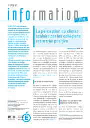 La perception du climat scolaire par les collégiens reste très positive / Tamara Hubert | HUBERT, Tamara. Auteur