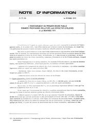 L'enseignement du premier degré public : données provisoires relatives aux effectifs d'élèves à la rentrée 1971 / Ministère de l'éducation nationale. Service central des statistiques | France. Ministère de l'éducation nationale (MEN). Service central des statistiques (SCS)