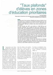 Education & Formations : n° 41 - juin 1995. Article 3, Taux plafonds d'élèves en zones d'éducation prioritaires. / Kristel Radica | RADICA, Kristel. Auteur