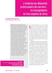 Education & Formations : Le thème : L’enseignement supérieur grandes évolutions depuis 15 ans : n° 67 mars 2004. article 09, L’évolution des débouchés professionnels des docteurs : les enseignements de trois enquêtes du Céreq / Pierre Béret, Jean-François Giret, Isabelle Recotillet | BERET, Pierre. Directeur de publication