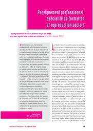 Education & Formations : Thème : Les représentations des élèves du panel 1995, sept ans après leur entrée en sixième (enquête Jeunes 2002) : n° 72 [septembre 2005]. article 7, Enseignement professionnel, spécialité de formation et reproduction sociale / Yvette Grelet | GRELET, Yvette. Auteur