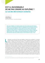 Education & Formations : Mathématiques : clefs de lecture des résultats TIMSS 2015 : n° 94- sept. 2017. article 7, Est-il raisonnable de ne pas croire au diplôme ? Le cas des décrocheurs scolaires / Joël Zaffran et Juliette Vollet | ZAFFRAN, Joël. Auteur