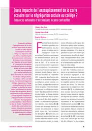 Education & Formations : Les effets de l'assouplissement de la carte scolaire : n° 83 [juin 2013] . article 03, Quels impacts de l'assouplissement de la carte scolaire sur la ségrégation sociale au collège ? : tendances nationales et déclinaisons locales contrastées | BROCCOLICHI, Sylvain. Auteur