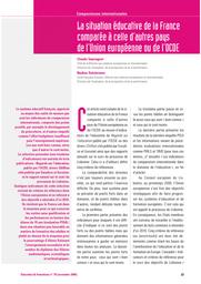 Éducation & formations : Comparaisons internationales : n° 78 [novembre 2008]. article 02, La situation éducative de la France comparée à celle d'autres pays de l'Union européenne ou de l'OCDE / Claude Sauvageot, Nadine Dalsheimer | SAUVAGEOT, Claude. Auteur