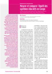 Éducation & formations : Comparaisons internationales : n° 78 [novembre 2008]. article 11, Mesurer et comparer l'équité des systèmes éducatifs en Europe / Marc Demeuse, Ariane Baye | DEMEUSE, Marc. Auteur