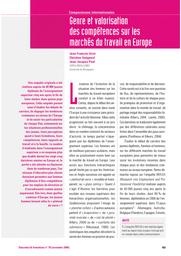 Éducation & formations : Comparaisons internationales : n° 78 [novembre 2008]. article 14, Genre et valorisation des compétences sur les marchés du travail en Europe / Jean-François Giret, Christine Guégnard, Jean-Jacques Paul | GIRET, Jean-François. Auteur