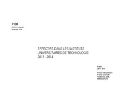 Effectifs dans les instituts universitaires de technologie, 2013-2014 | MARLAT, Diane. Auteur
