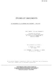 Etudes et Documents : Les ressources et les dépenses des étudiants, 1978-1979 / Nabil Abboud, Philippe Cazenave | ABBOUD, Nabil . Auteur