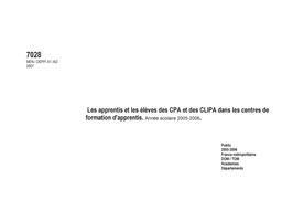 Les apprentis et les élèves des CPA et des CLIPA dans les centres de formation d'apprentis : année 2005-2006 / Aurélie Démongeot | DEMONGEOT, Aurélie. Auteur