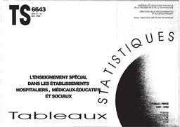 L'enseignement spécial dans les établissements hospitaliers, médico-éducatifs et sociaux : année scolaire 1997-1998 / Christophe Jaggers | JAGGERS, Christophe. Auteur