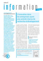 L'innovation dans les entreprises ayant une activité interne de recherche et développement / Estelle Dhont-Peltrault | DHONT-PELTRAULT, Estelle. Auteur