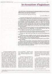 Education & Formations : études et documents : revue trimestrielle n° 1 octobre-novembre-décembre 1982. article 03, Ecoles (les) d'ingénieurs regroupées par niveau principal de recrutement : évolution sur vingt ans des effectifs. / Sylvaine Breillot | BREILLOT, Sylvaine. Auteur