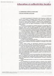 Education & Formations : études et documents : revue trimestrielle n° 1 octobre-novembre-décembre 1982. article 05, La dépense d'éducation des collectivités locales / George Cazenave | CAZENAVE, Georges. Auteur