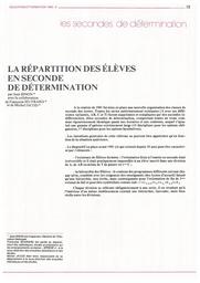 Education & Formations : études et documents : n° 09 octobre-décembre 1986. article 02, La répartition des élèves en seconde de détermination / Jean Binon avec la collaboration de Françoise Oeuvrard et de Michel Jacob | BINON, Jean. Auteur