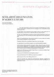 Education & Formations : études et documents : n° 9 octobre-décembre 1986. article 03, Scolarité des enfants d'agriculteurs / Françoise Oeuvrard Marie-Claude Rondeau | OEUVRARD, Françoise. Auteur