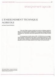 Education & Formations : études et documents : n° 9 octobre-décembre 1986. article 04, L'enseignement technique agricole / Marie-Claude Rondeau | RONDEAU, Marie-Claude. Auteur