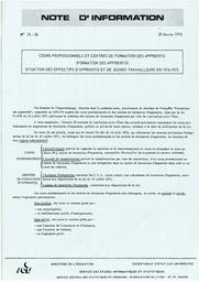 Cours professionnels et centres de formation des apprentis (formation des apprentis) : situation des effectifs d'apprentis et de jeunes travailleurs en 1974-1975 / Ministère de l'éducation. Service des études informatiques et statistiques | France. Ministère de l'éducation. Service des études informatiques et statistiques (SEIS). Service central des statistiques et sondages (SCSS)