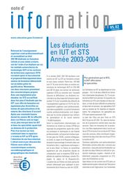Les étudiants en IUT et STS : année 2003-2004 / Rachid Bouhia et Sylvaine Pean | PEAN, Sylvaine. Auteur