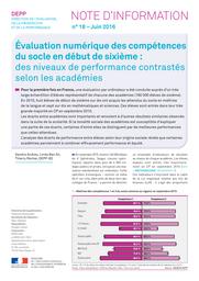 Évaluation numérique des compétences du socle en début de sixième : des niveaux de performance contrastés selon les académies / Sandra Andreu, Linda Ben Ali, Thierry Rocher | ROCHER, Thierry. Auteur