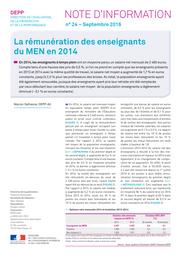 La rémunération des enseignants du MEN en 2014 / Marion Defresne | DEFRESNE, Marion. Auteur