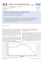 Prévisions d'effectifs d'élèves du premier degré : la baisse des effectifs amorcée en 2017 devrait se poursuivre jusqu'en 2022 / Noémie Cavan | CAVAN, Noémie. Auteur