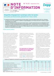 Disparités d’équipement numérique entre les lycées : les lycées professionnels globalement mieux dotés / Sandrine Chaumeron | CHAUMERON, Sandrine. Auteur