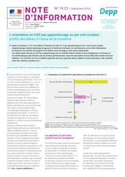 L’orientation en CAP par apprentissage ou par voie scolaire : profils des élèves à l’issue de la troisième / Anna Testas, Marine Guillerm, Elise Pesonel | TESTAS, Anna. Auteur