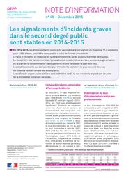 Les signalements d'incidents graves dans le second degré public sont stables en 2014-2015 / Marianne Juillard | JUILLARD, Marianne. Auteur