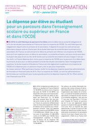 La dépense par élève ou étudiant pour un parcours dans l'enseignement scolaire ou supérieur en France et dans l'OCDE / Marguerite Rudolf | RUDOLF, Marguerite. Auteur