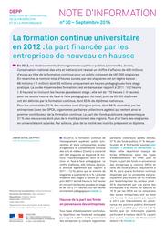 La formation continue universitaire en 2012 : la part financée par les entreprises de nouveau en hausse / Joëlle Grille | GRILLE, Joëlle. Auteur