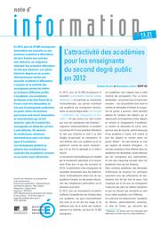 L'attractivité des académies pour les enseignants du second degré public en 2012 / Solène HILARY et Alexandra LOUVET | LOUVET, Alexandra. Auteur