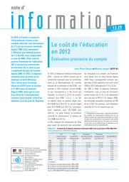 Le coût de l'éducation en 2012 : évaluation provisoire du compte / Jean-Pierre Dalous et Martine Jeljoul | JELJOUL, Martine. Auteur