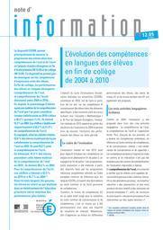 L'évolution des compétences en langues des élèves en fin de collège de 2004 à 2010 / Pascal Bessonneau, Sylvie Beuzon, Stéphane Boucé, Jeanne-Marie Daussin, Émilie Garcia, Monique Levy, Corinne Marchois, et Bruno Trosseille | TROSSEILLE, Bruno. Auteur