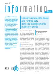 Les élèves du second degré à la rentrée 2012 dans les établissements publics et privés / Agnès Brizard, Evelyne Blanché, Paul-Olivier Gasq et Julien Kerami | BRIZARD, Agnès. Auteur