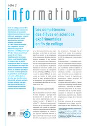 Les compétences des élèves en sciences expérimentales en fin de collège / Ginette Bourny et Séverine Dos Santos | BOURNY, Ginette. Auteur