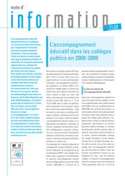 L'accompagnement éducatif dans les collèges publics en 2008-2009 / Chi-Lan Do et Roseline Verdon | DO, Chi-Lan. Auteur