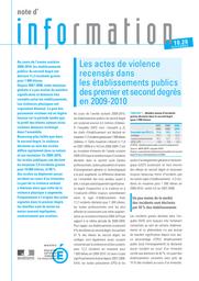 Les actes de violence recensés dans les établissements publics des premier et second degrés en 2009-2010 / Nadine Laïb | LAÏB, Nadine. Auteur