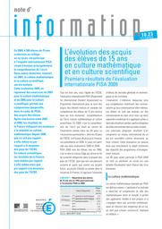 L'évolution des acquis des élèves de 15 ans en culture mathématique et en culture scientifique : Premiers résultats de l'évaluation internationale PISA 2009 / Ginette Bourny, Saskia Keskpaik et Franck Salles | BOURNY, Ginette. Auteur