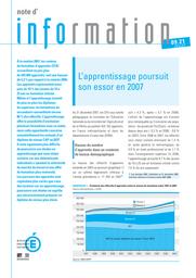 L'apprentissage poursuit son essor en 2007 / Élodie Leprévost | LEPRÉVOST, Élodie. Auteur