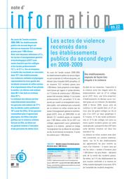 Les actes de violence recensés dans les établissements publics du second degré en 2008-2009 / Nadine Laïb et Florent Guéroult | LAÏB, Nadine. Auteur