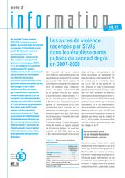 Les actes de violence recensés par SIVIS dans les établissements publics du second degré en 2007-2008 / Nadine Laïb | LAÏB, Nadine. Auteur