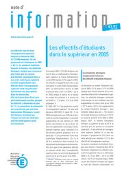 Les effectifs d'étudiants dans le supérieur en 2005 / Jérôme Fabre | FABRE, Jérôme. Auteur