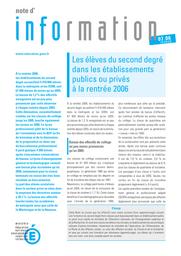 Les élèves du second degré dans les établissements publics ou privés à la rentrée 2006 / Marie-Laurence Jaspar | JASPAR, Marie-Laurence. Auteur