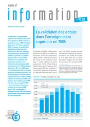 La validation des acquis dans l'enseignement supérieur en 2005 / Annie Le Roux | LE ROUX, Annie. Auteur