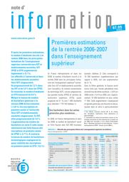 Premières estimations de la rentrée 2006-2007 dans l'enseignement supérieur / Edouard Fabre | FABRE, Jérôme. Auteur