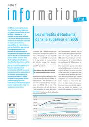Les effectifs d'étudiants dans le supérieur en 2006 / Jérôme Fabre | FABRE, Jérôme. Auteur